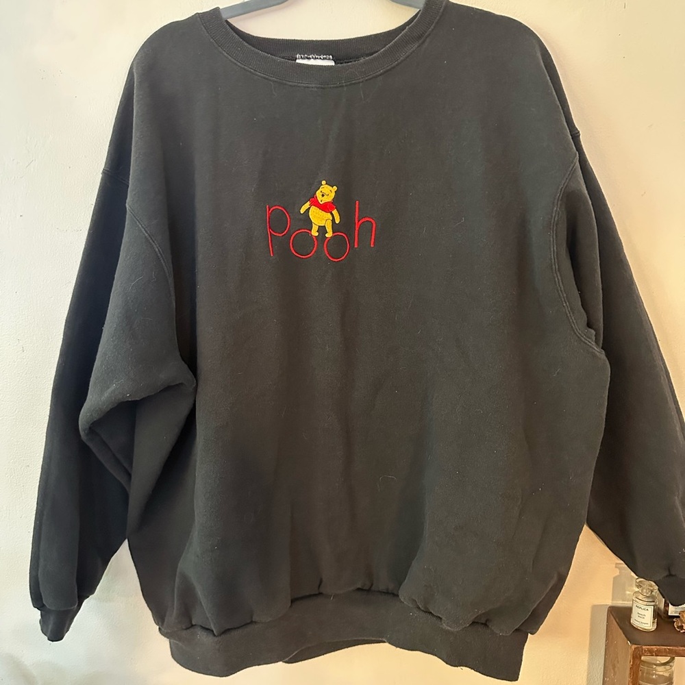 Vintage Y2K Disney Pooh Bear Just My Size Black Sweatshirt 18W/20W